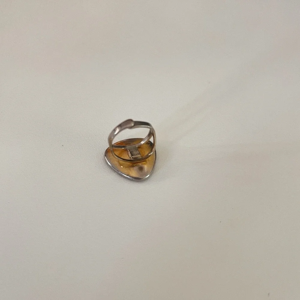 Vintage Damascene Style Whimsigoth Adjustable Ring Gold Tone Flower Sparrow